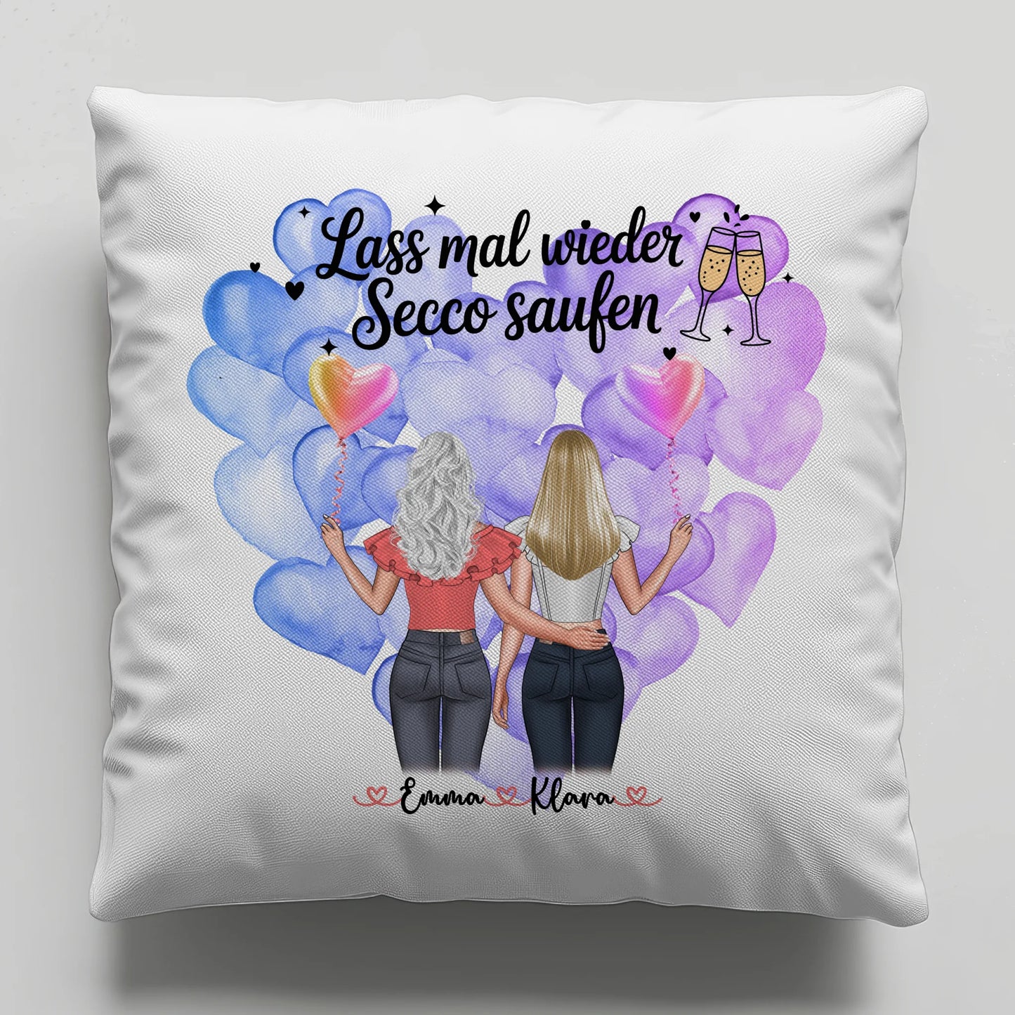 Namen Kissen Beste Freundin mit 2 Clipart Frauen und eigenem Spruch