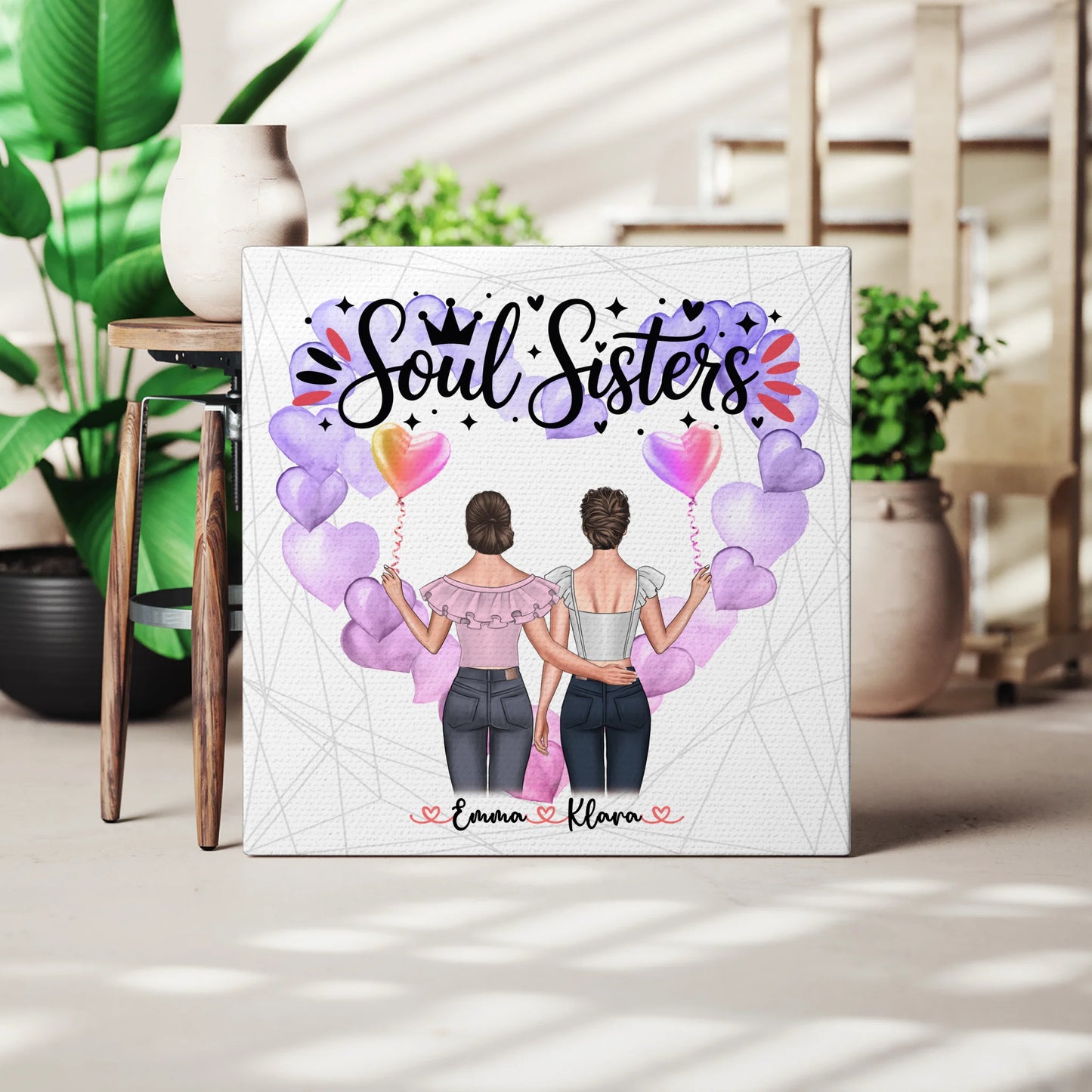 Leinwand beste Freundin personalisiert 2 Clipart Frauen, Namen, Hintergrundbild & Spruch 3