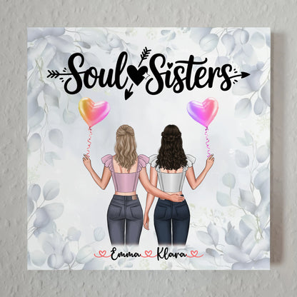 Fotogeschenk beste Freundin personalisiert mit 2 Clipart Frauen, Namen & Spruch