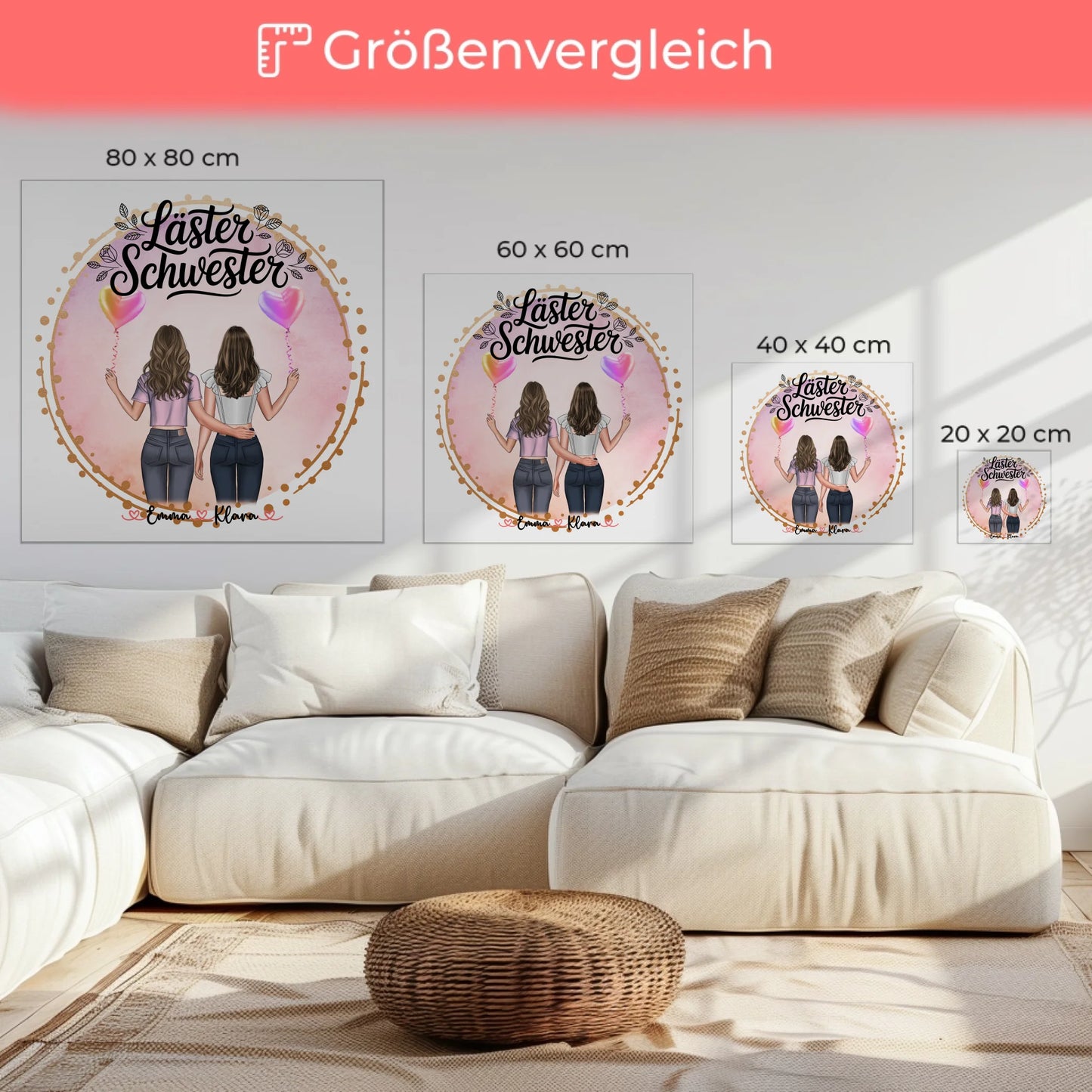Personalisiertes Bild Beste Freundin Leinwand mit Namen 6