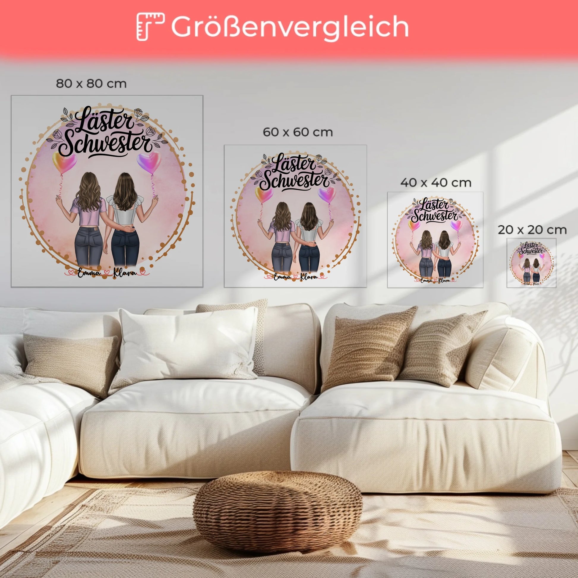 Personalisiertes Bild Beste Freundin Leinwand mit Namen 6