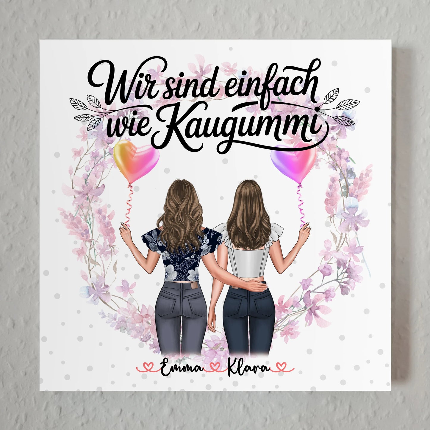 Geschenk beste Freundin Fotoboard mit 2 Clipart-Frauen, Namen & Wunschtext