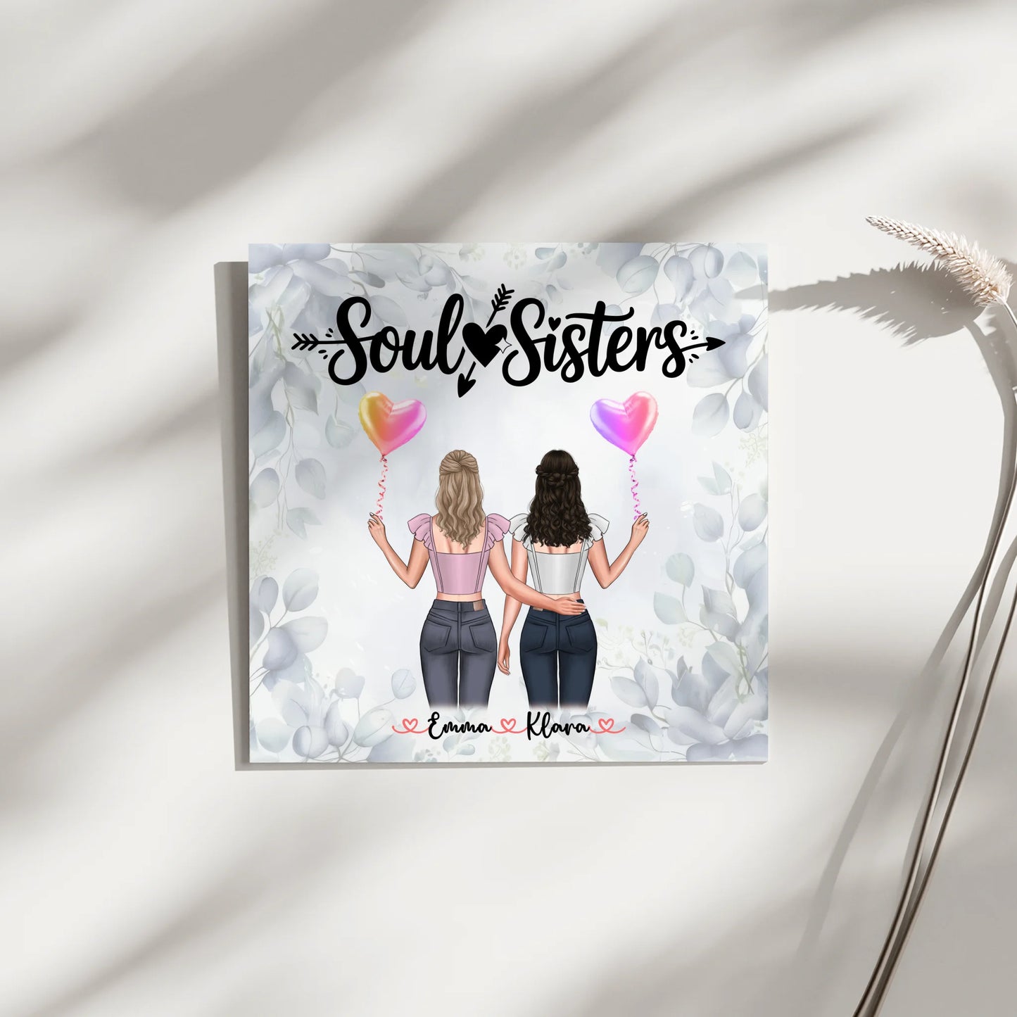 Fotogeschenk beste Freundin personalisiert mit 2 Clipart Frauen, Namen & Spruch