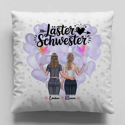 Beste Freundinnen Kissen personalisiert mit 2 Clipart Frauen, Namen und Wunschtext