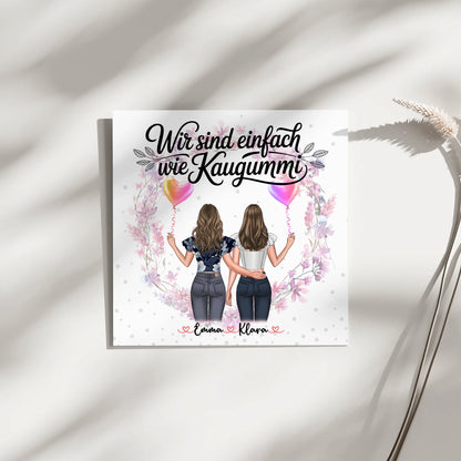 Geschenk beste Freundin Fotoboard mit 2 Clipart-Frauen, Namen & Wunschtext