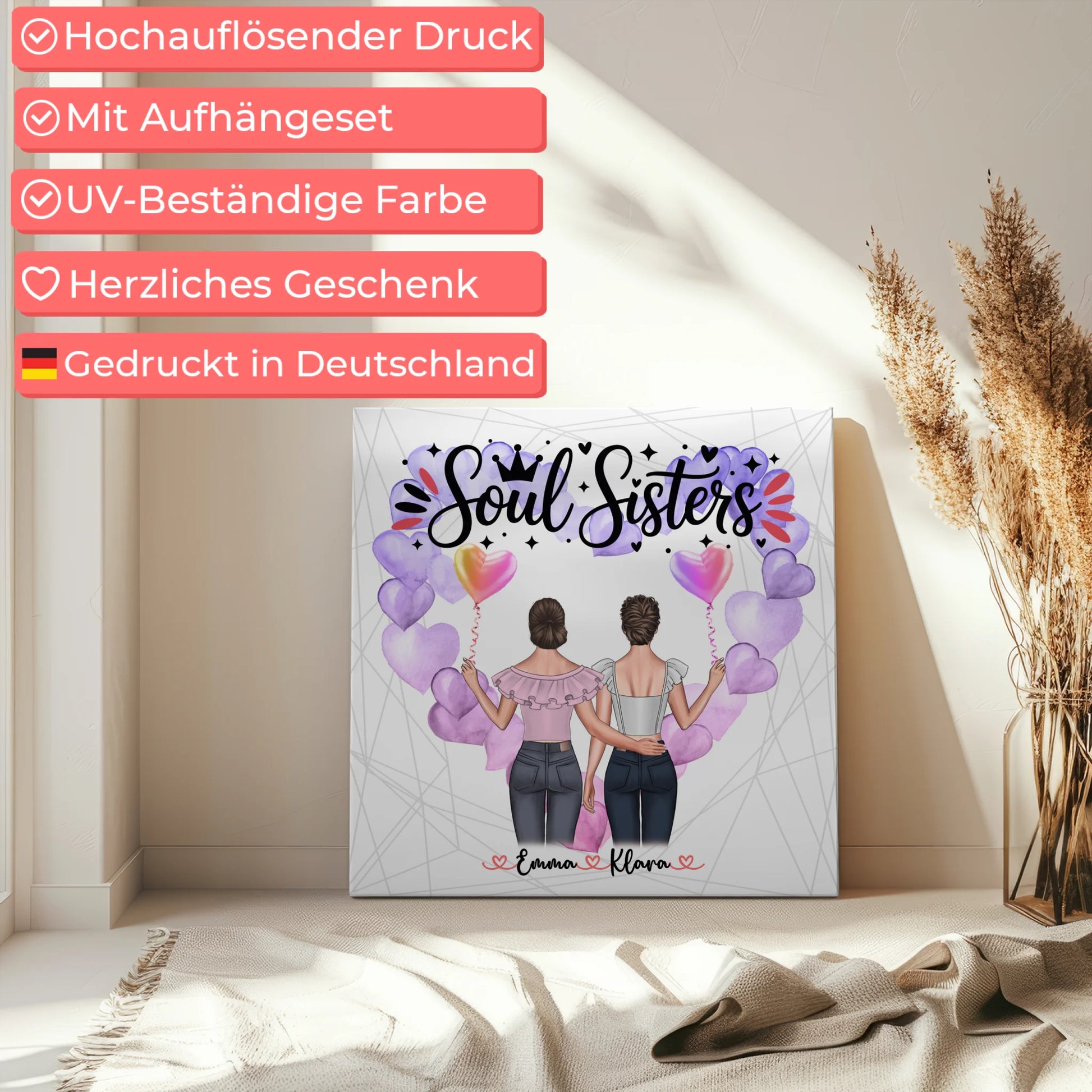 Leinwand beste Freundin personalisiert 2 Clipart Frauen, Namen, Hintergrundbild & Spruch 5