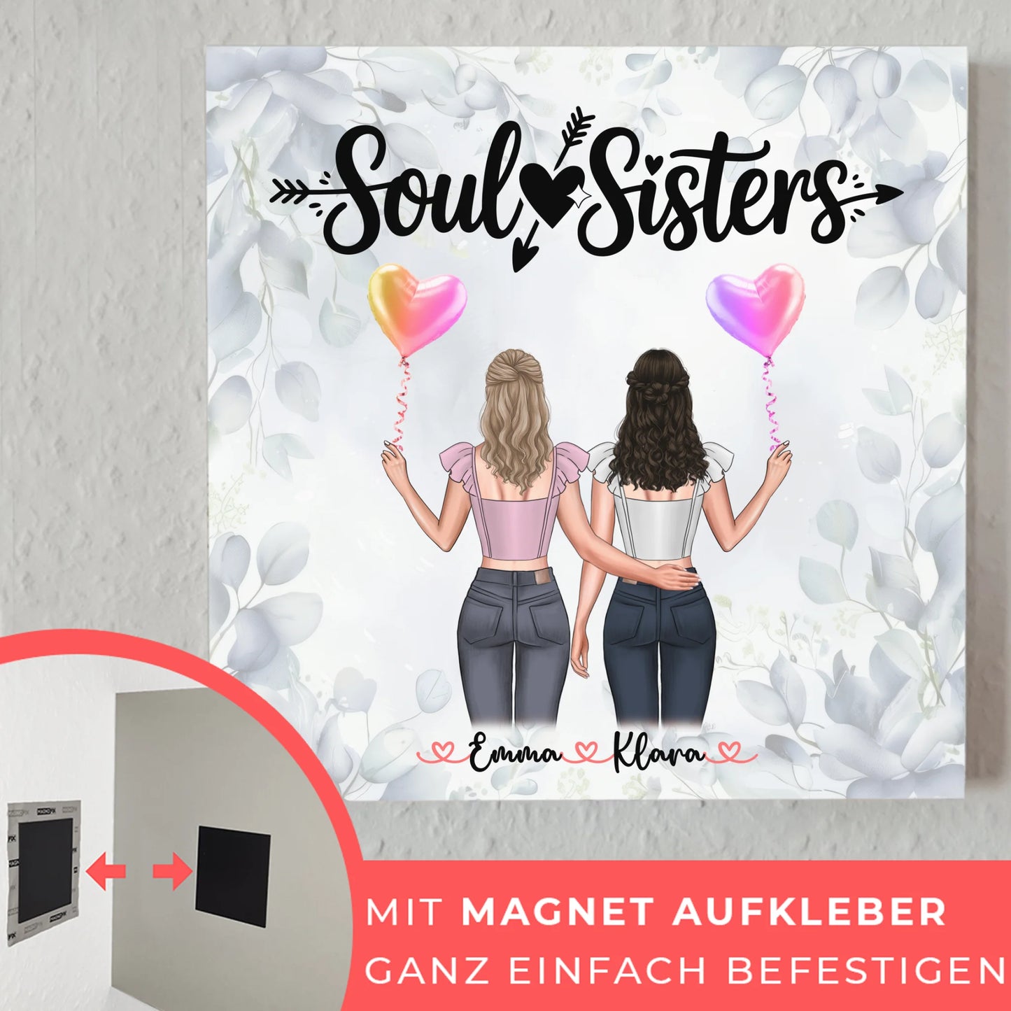 Fotogeschenk beste Freundin personalisiert mit 2 Clipart Frauen, Namen & Spruch