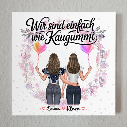 Geschenk beste Freundin Fotoboard mit 2 Clipart-Frauen, Namen & Wunschtext
