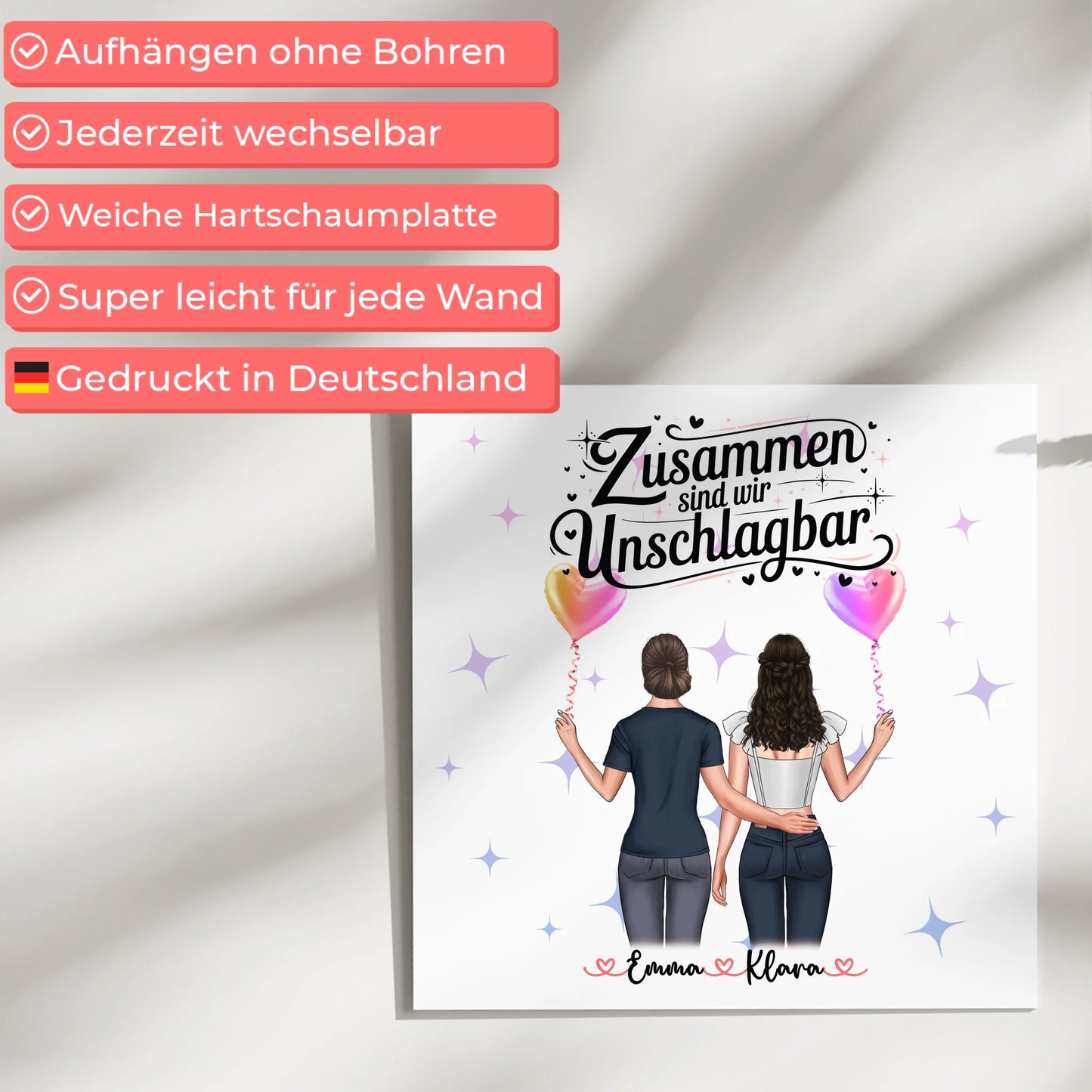 Fotoboard beste Freundin personalisierbar mit 2 Clipart Frauen & Namen