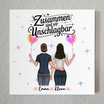 Fotoboard beste Freundin personalisierbar mit 2 Clipart Frauen & Namen
