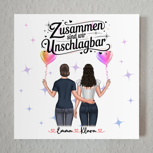 Fotoboard beste Freundin personalisierbar mit 2 Clipart Frauen & Namen