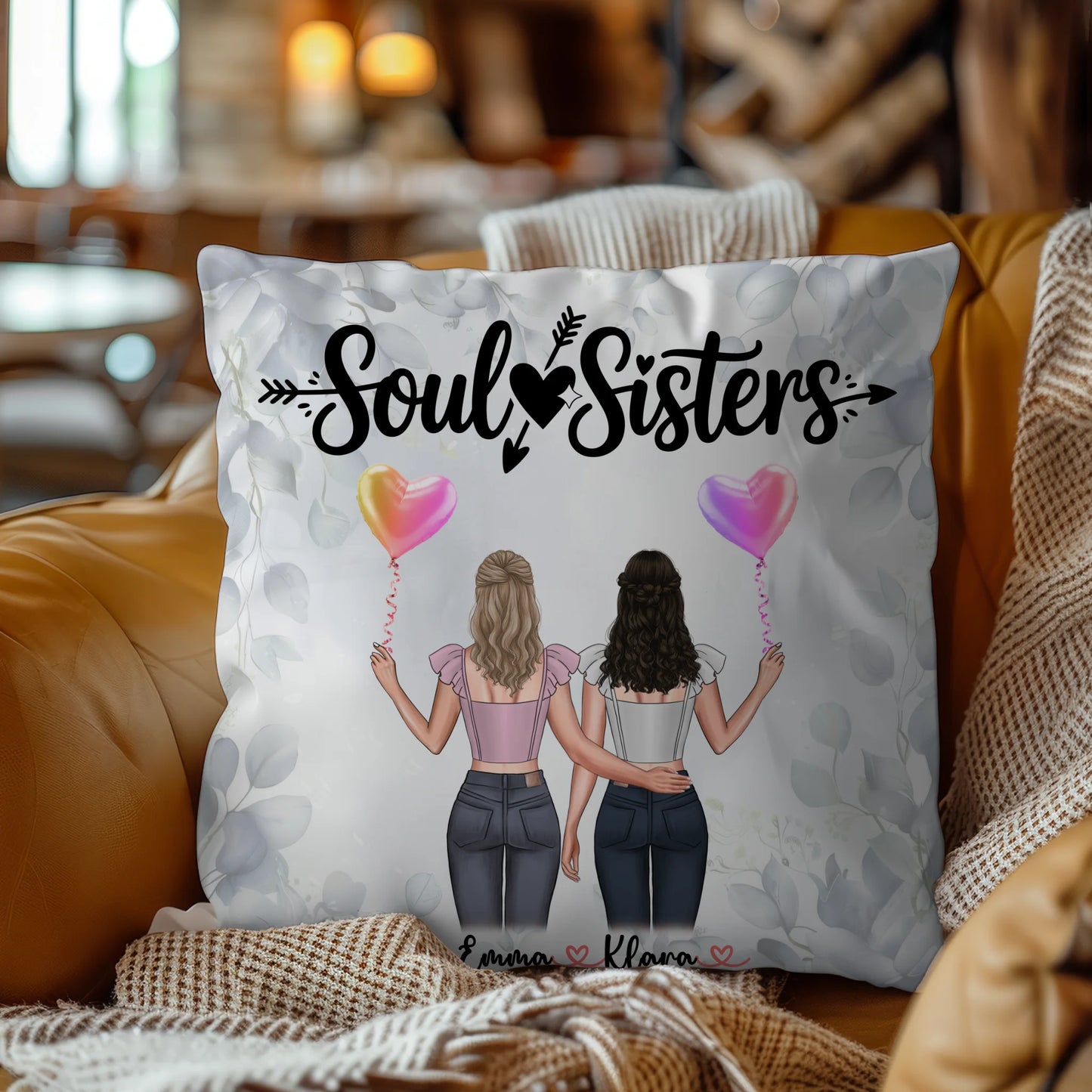 Foto Kissen Mit Namen Beste Freundin 2 Clipart Frauen, Hintergrund & Wunschtext