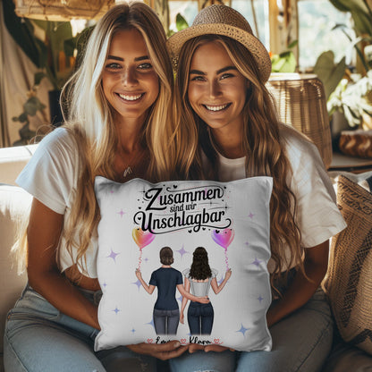 Beste Freundin Kissen mit 2 Clipart Frauen Namen & Wunschtext