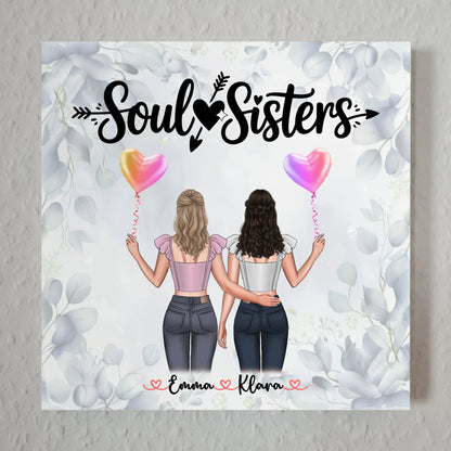 Fotogeschenk beste Freundin personalisiert mit 2 Clipart Frauen, Namen & Spruch