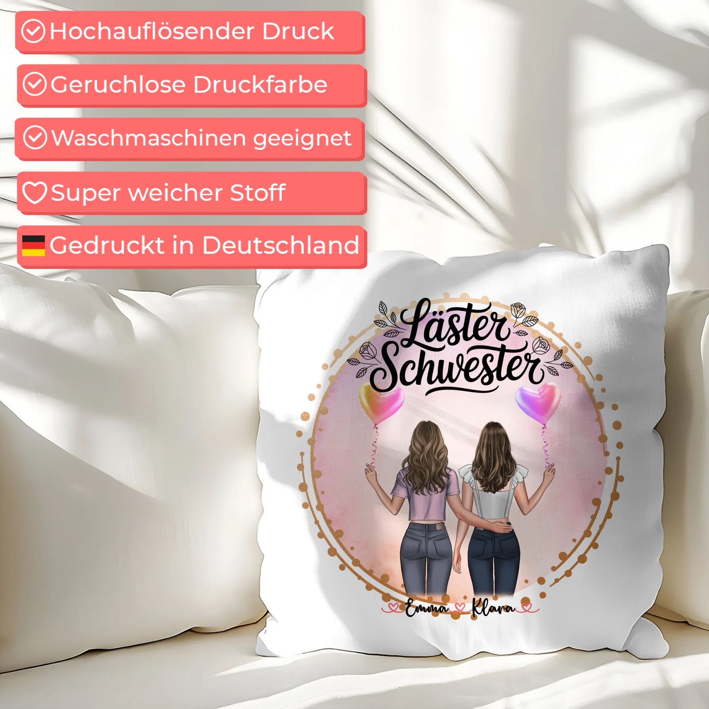 Kissen mit Foto beste Freundin mit Namen & Spruch