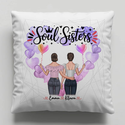 Foto Kissen Mit Namen für Beste Freundin & Soul Sisters mit 2 Clipart Frauen, Namen