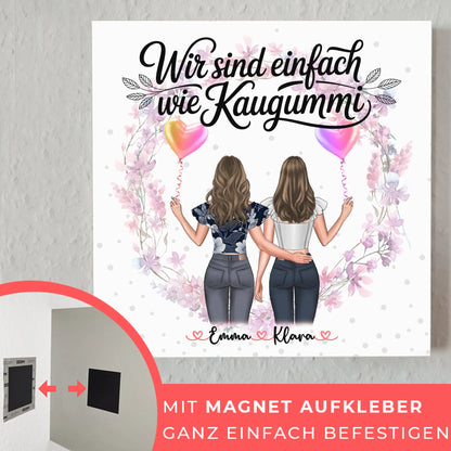Geschenk beste Freundin Fotoboard mit 2 Clipart-Frauen, Namen & Wunschtext