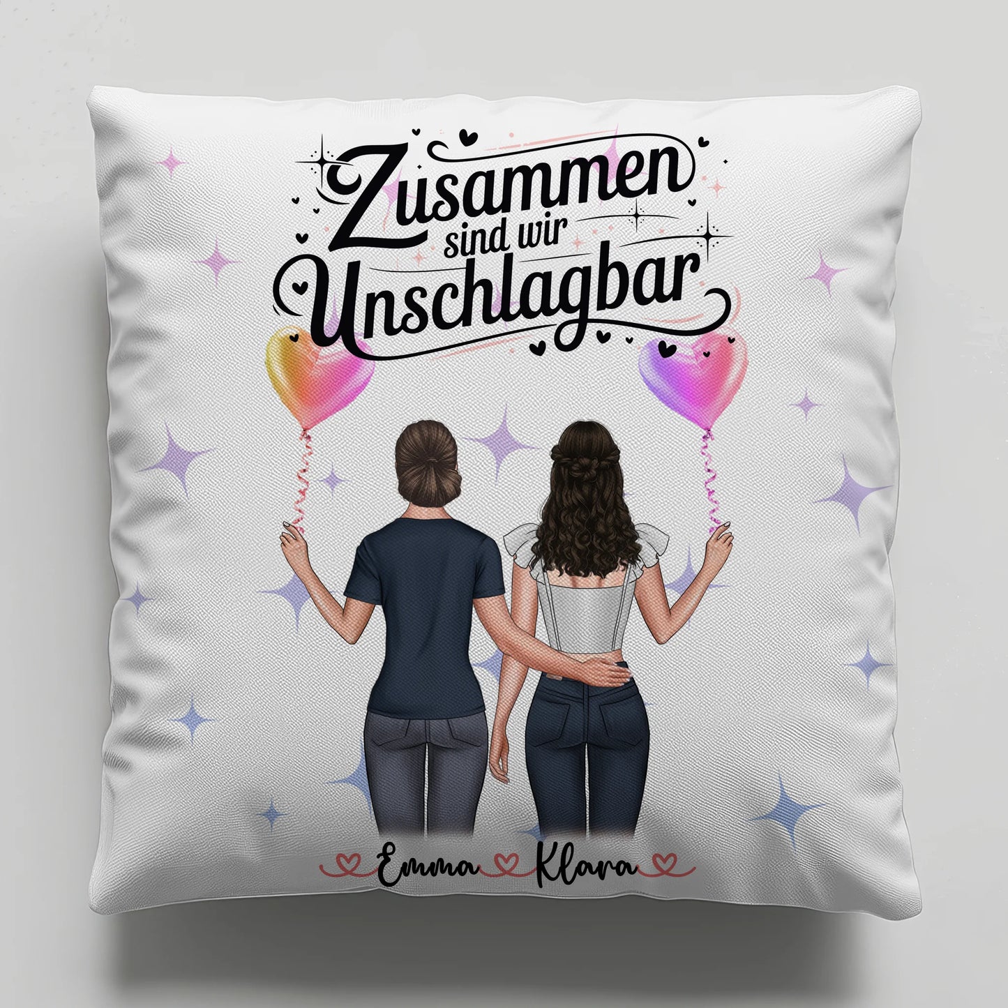 Beste Freundin Kissen mit 2 Clipart Frauen Namen & Wunschtext