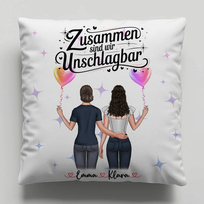 Beste Freundin Kissen mit 2 Clipart Frauen Namen & Wunschtext