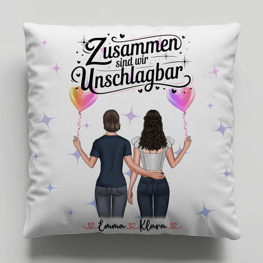 Beste Freundin Kissen mit 2 Clipart Frauen Namen & Wunschtext