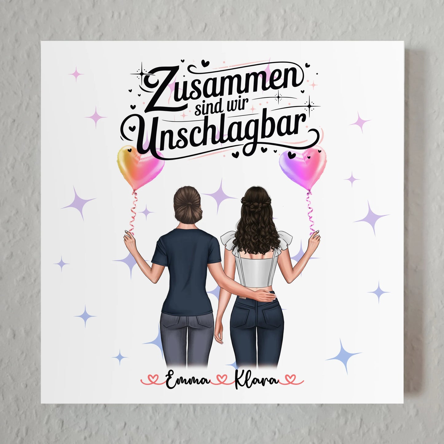 Fotoboard beste Freundin personalisierbar mit 2 Clipart Frauen & Namen