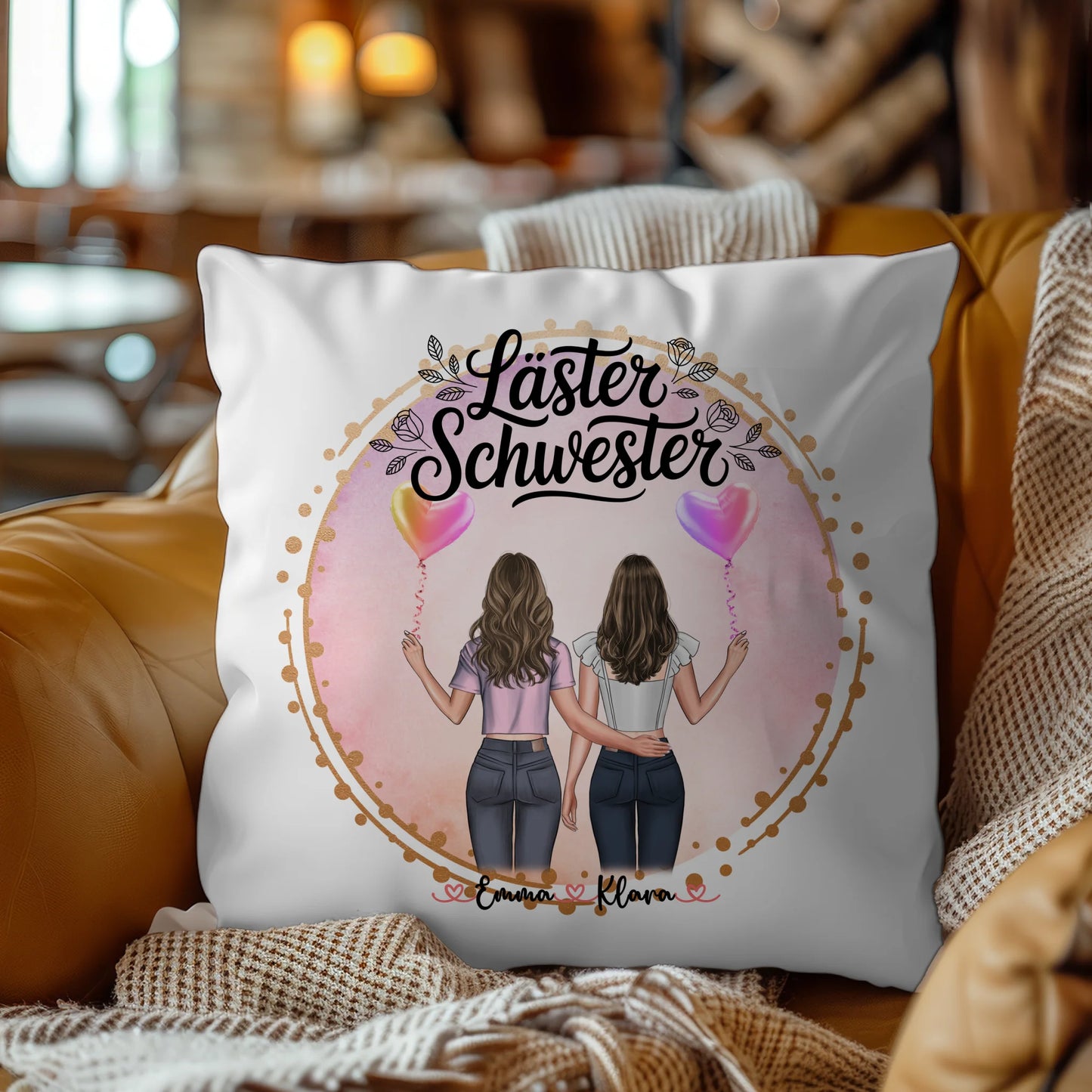 Kissen mit Foto beste Freundin mit Namen & Spruch