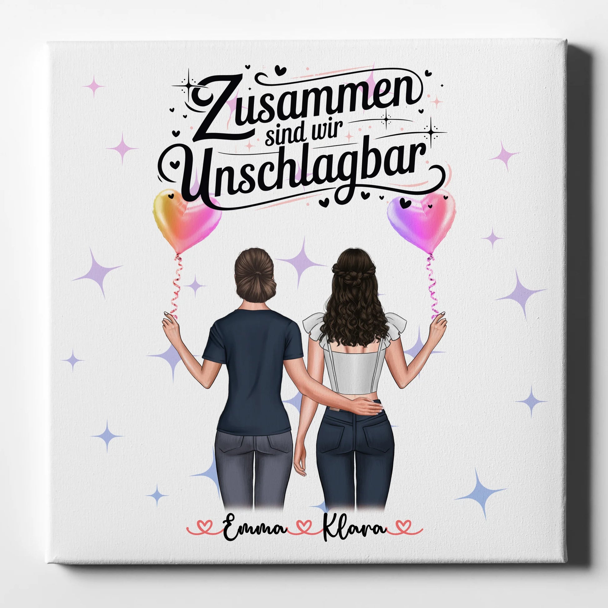 Leinwand beste Freundin personalisiert: 2 Clipart Frauen & Namen 1