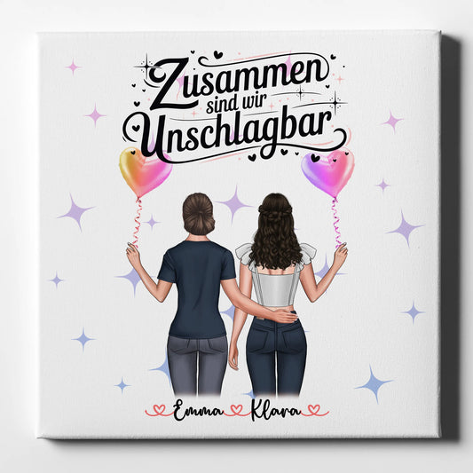 Leinwand beste Freundin personalisiert: 2 Clipart Frauen & Namen 1