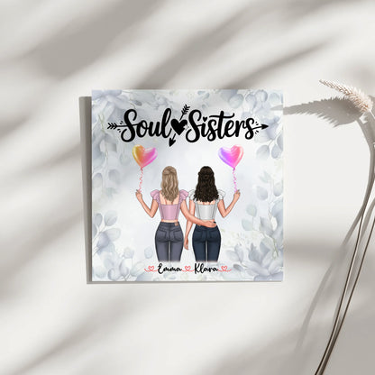 Beste Freundinnen Leinwand mit 2 Clipart Frauen, Namen, Hintergrund und eigenem Text 4