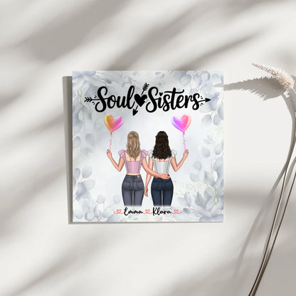 Fotogeschenk beste Freundin personalisiert mit 2 Clipart Frauen, Namen & Spruch