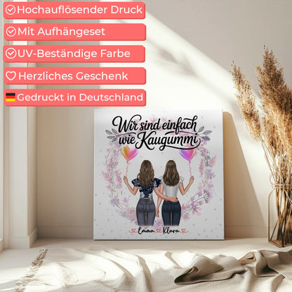 Beste Freundin Geschenk Leinwand mit 2 Clipart Frauen, Namen & Wunschtext 5