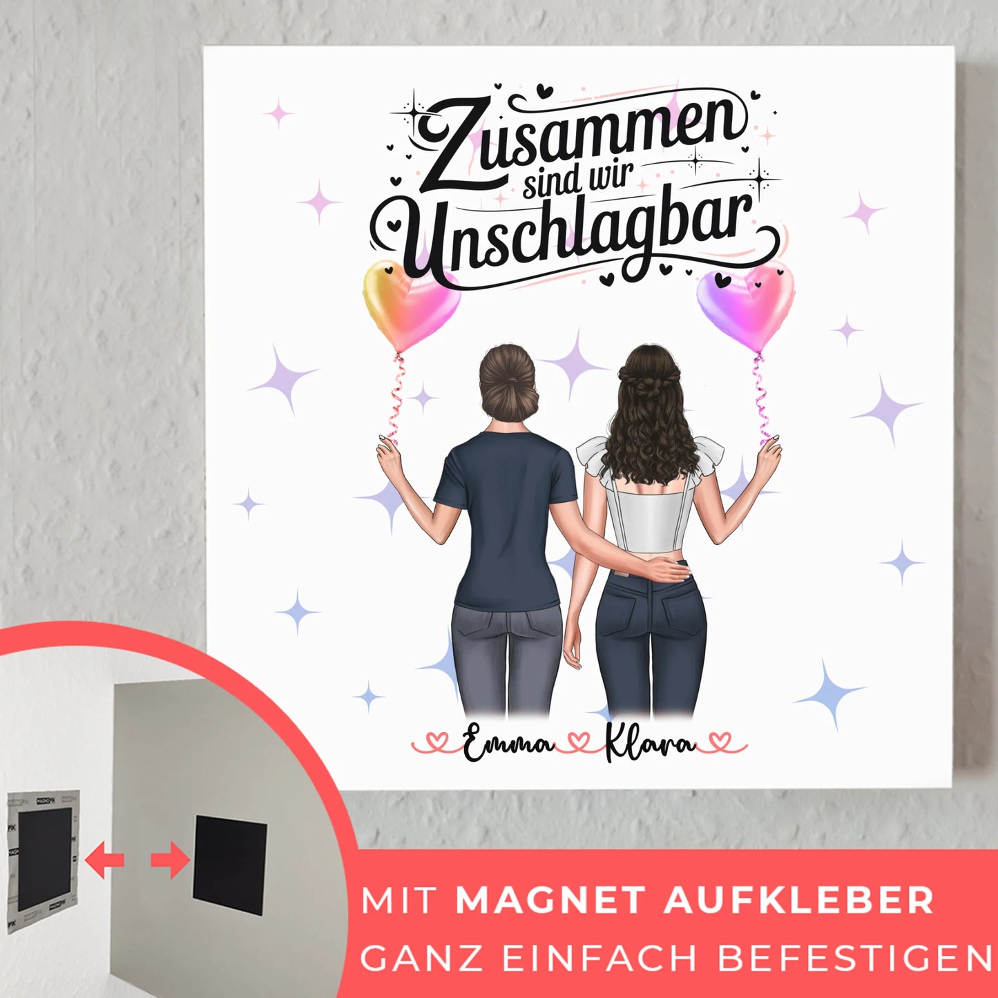 Fotoboard beste Freundin personalisierbar mit 2 Clipart Frauen & Namen
