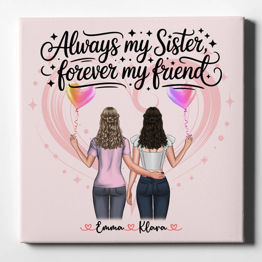 Leinwand Schwester personalisiert 2 Clipart Frauen, Namen & Spruch Always my sister 1