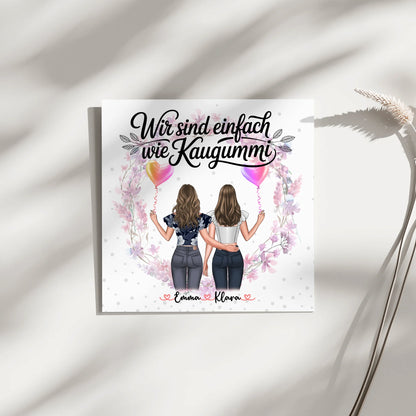 Geschenk beste Freundin Fotoboard mit 2 Clipart-Frauen, Namen & Wunschtext
