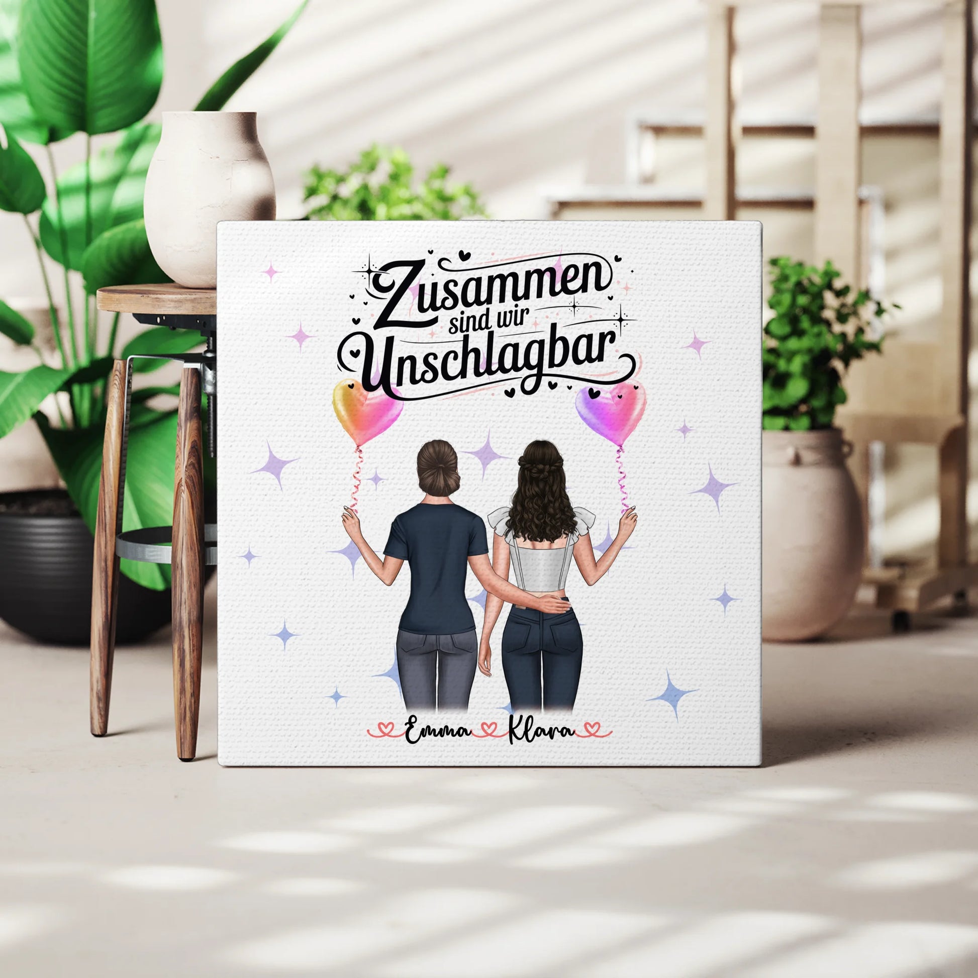 Leinwand beste Freundin personalisiert: 2 Clipart Frauen & Namen 3