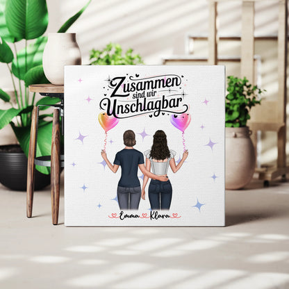 Leinwand beste Freundin personalisiert: 2 Clipart Frauen & Namen 3
