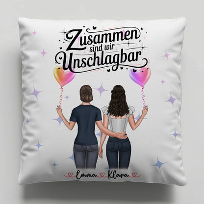 Beste Freundin Kissen mit 2 Clipart Frauen Namen & Wunschtext