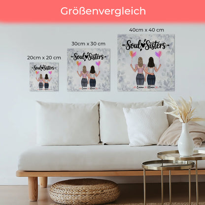 Fotogeschenk beste Freundin personalisiert mit 2 Clipart Frauen, Namen & Spruch