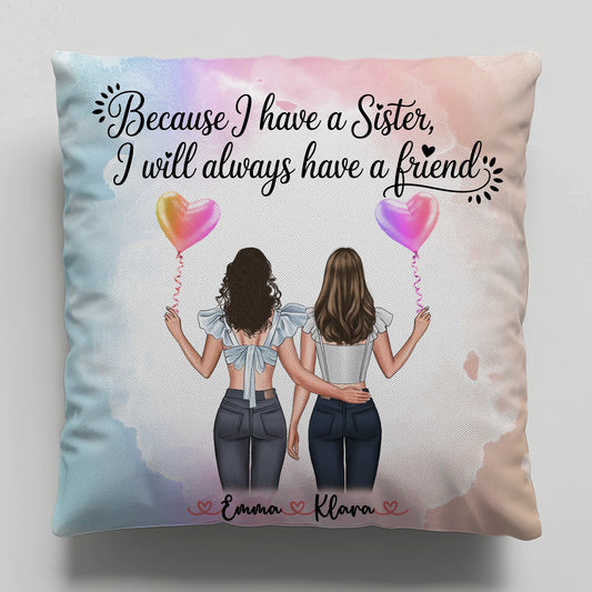 Beste Schwester Kissen mit 2 Clipart Frauen, Namen & Wunschtext, Hintergrundbild möglich
