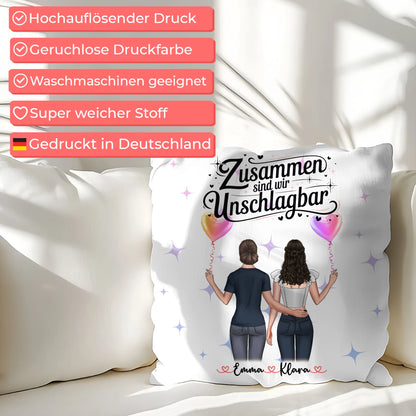 Beste Freundin Kissen mit 2 Clipart Frauen Namen & Wunschtext