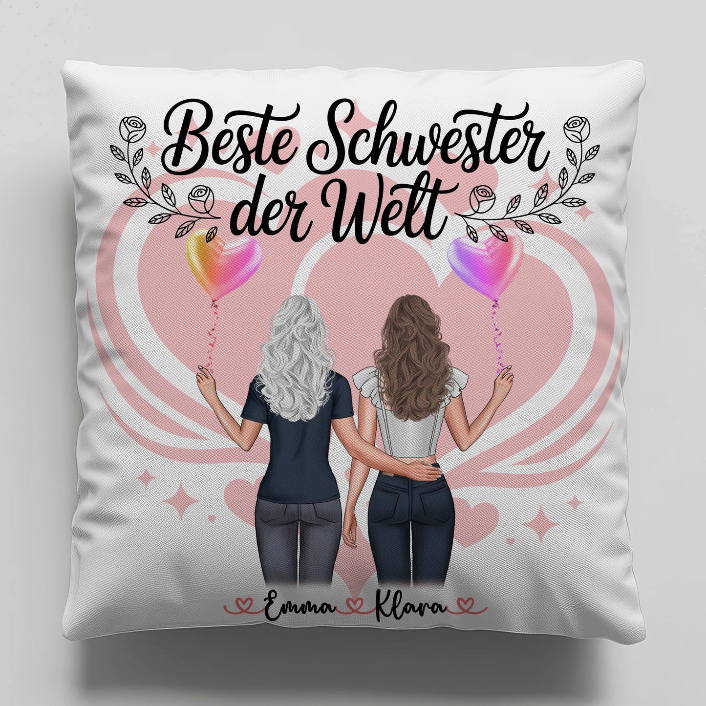Beste Schwester der Welt Foto Kissen Mit Namen mit Foto, Namen, Wunschtext