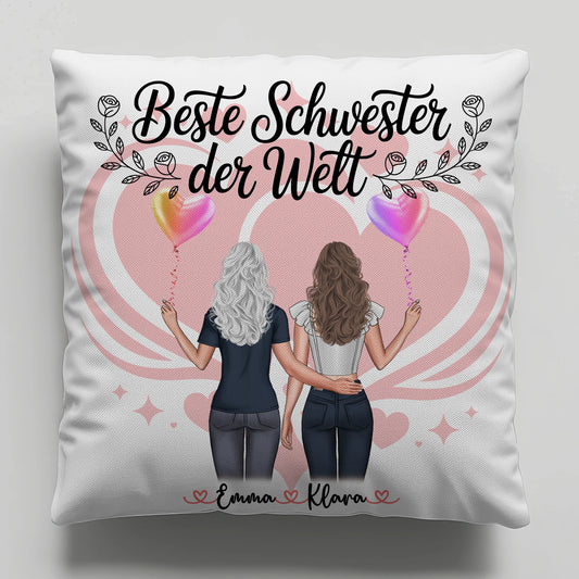Beste Schwester der Welt Foto Kissen Mit Namen mit Foto, Namen, Wunschtext