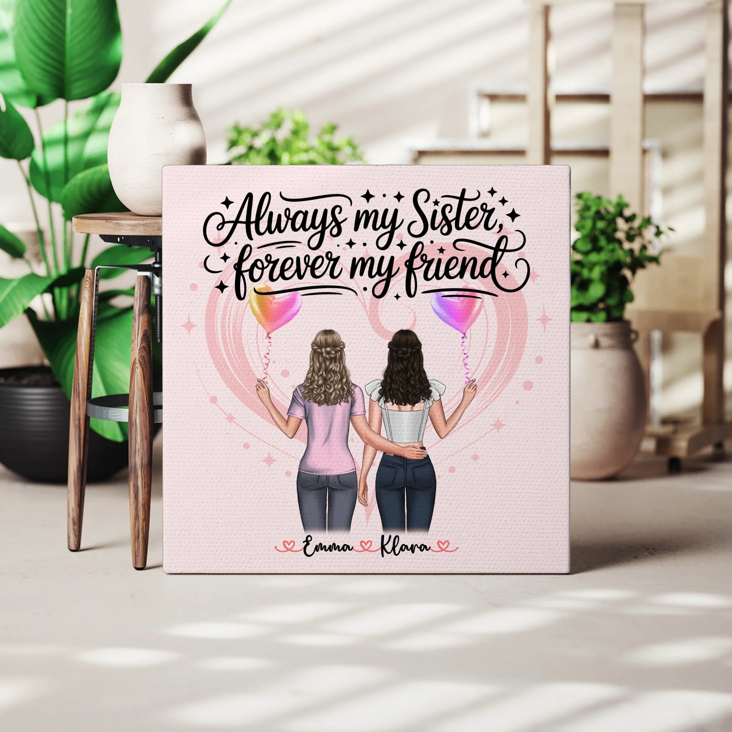 Leinwand Schwester personalisiert 2 Clipart Frauen, Namen & Spruch Always my sister 3