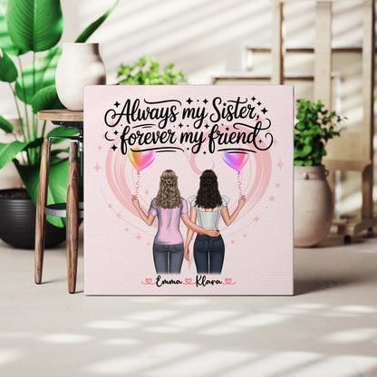 Leinwand Schwester personalisiert 2 Clipart Frauen, Namen & Spruch Always my sister 3