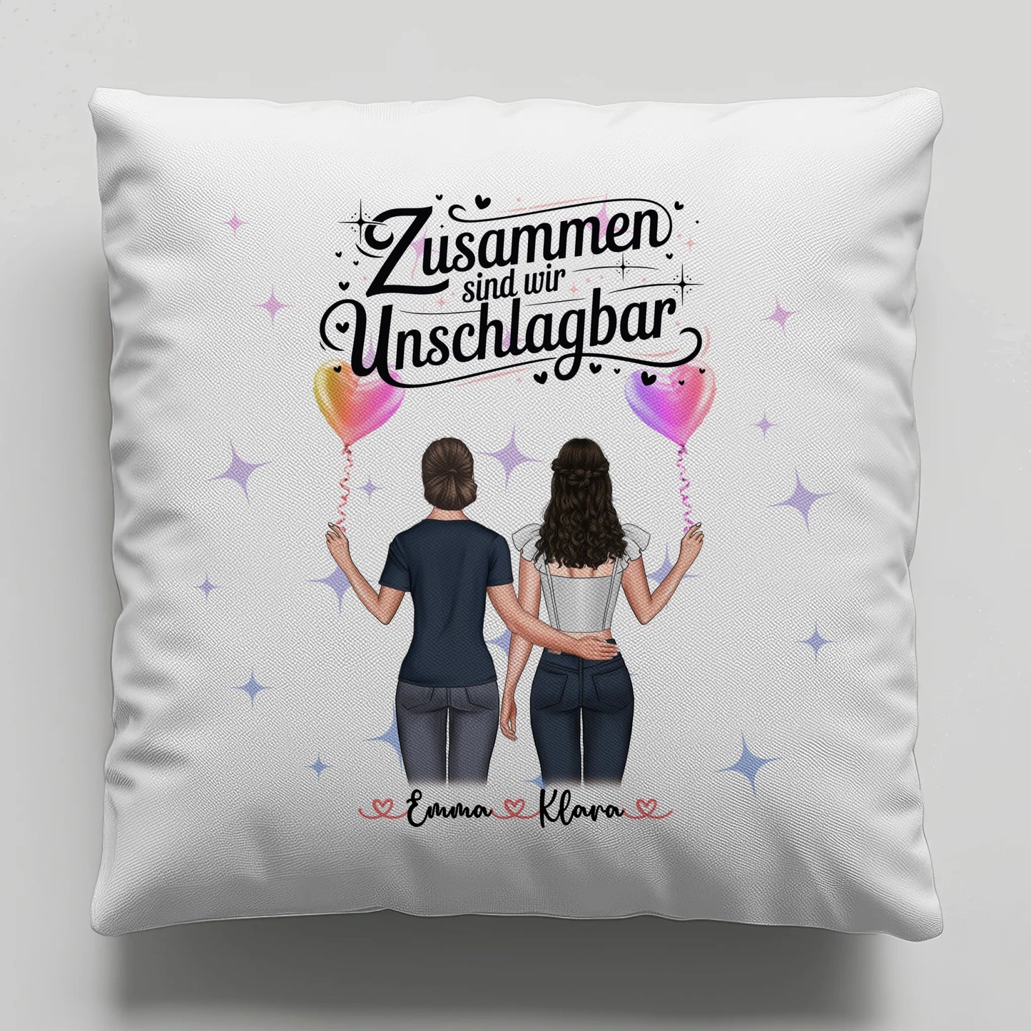 Beste Freundin Kissen mit 2 Clipart Frauen Namen & Wunschtext