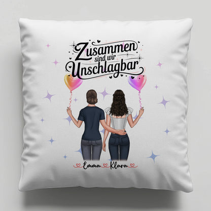 Beste Freundin Kissen mit 2 Clipart Frauen Namen & Wunschtext