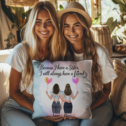 Beste Schwester Kissen mit 2 Clipart Frauen, Namen & Wunschtext, Hintergrundbild möglich