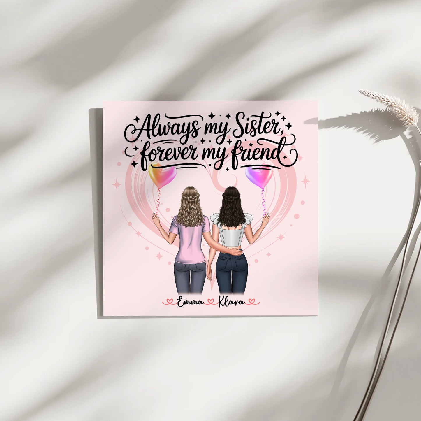 Leinwand Schwester personalisiert 2 Clipart Frauen, Namen & Spruch Always my sister 4