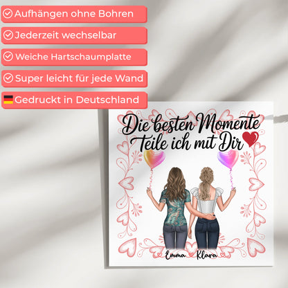 Magnetposter Fotoboard Schwester Beste Momente mit dir 2 Clipart Frauen & Wunschtext
