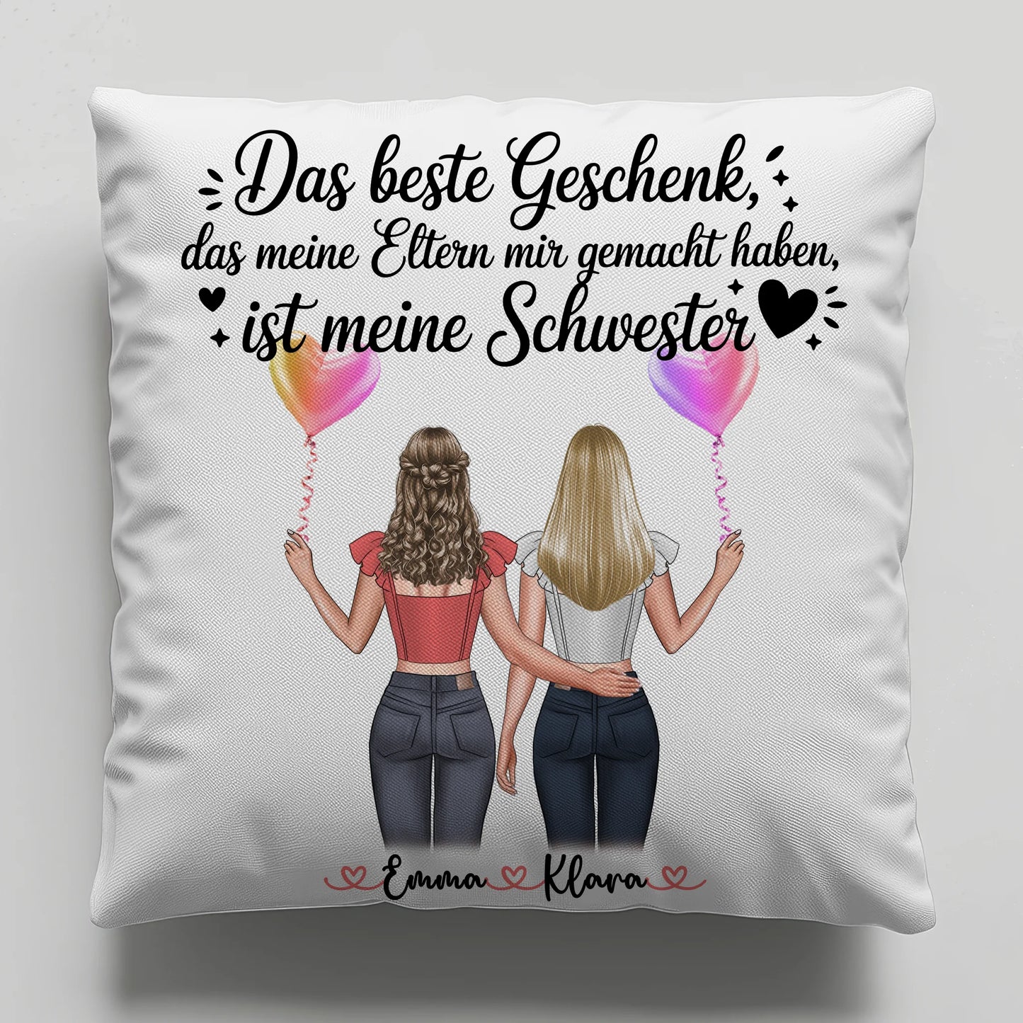 Kissen Mit Spruch Schwester mit Wunschtext, Namen & Clipart